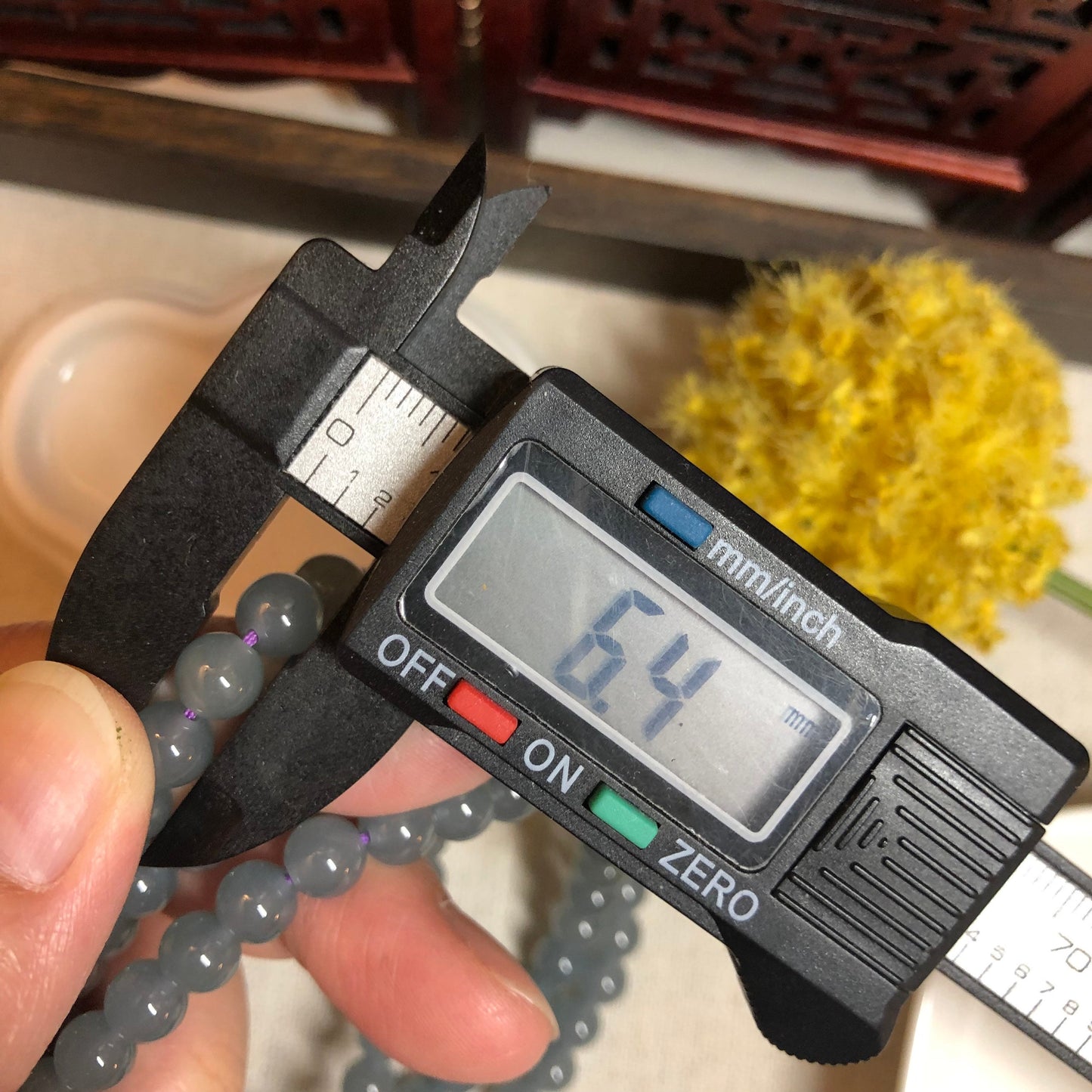 6.4mm RARE navy blue Jadeite Jade Bead Bracelet Necklace 6.4mm x 108 beads