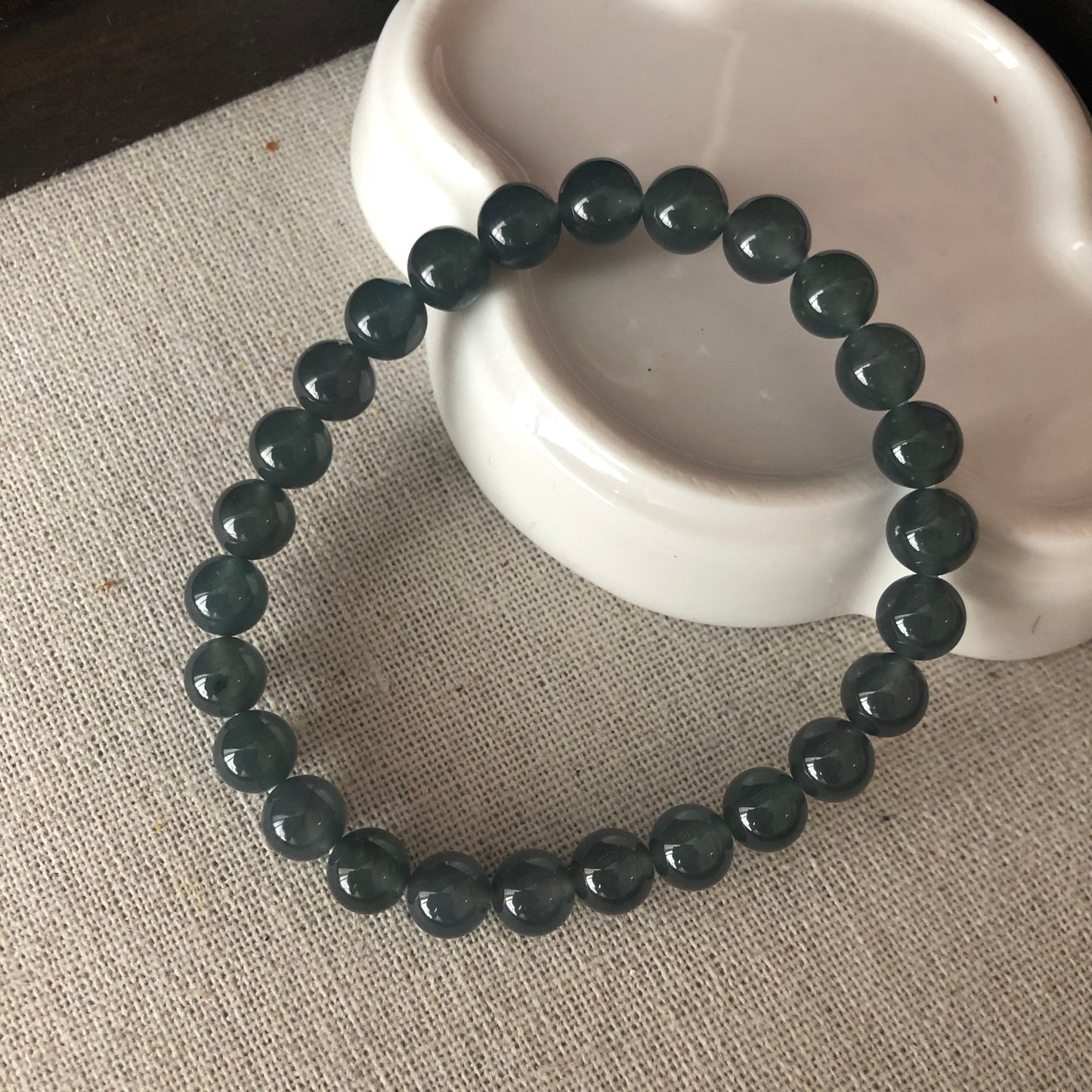 7mm Icy Wuji Green Jade Jadeite RARE Bead Bracelet 26 PCs.