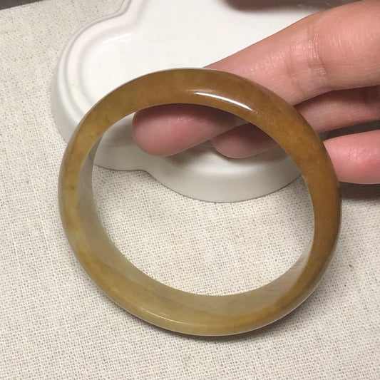 RESERVED: 55mm Grade A Earthy Yellow Brown Jadeite Jade Bangle