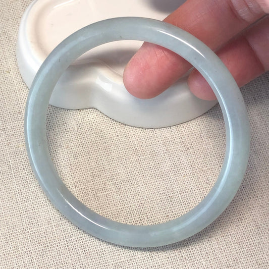 55.6mm Grade A Icy Tint Blue Jadeite Jade Bangle
