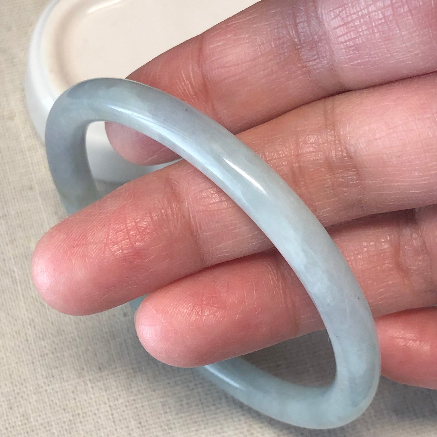 55.6mm Grade A Icy Tint Blue Jadeite Jade Bangle