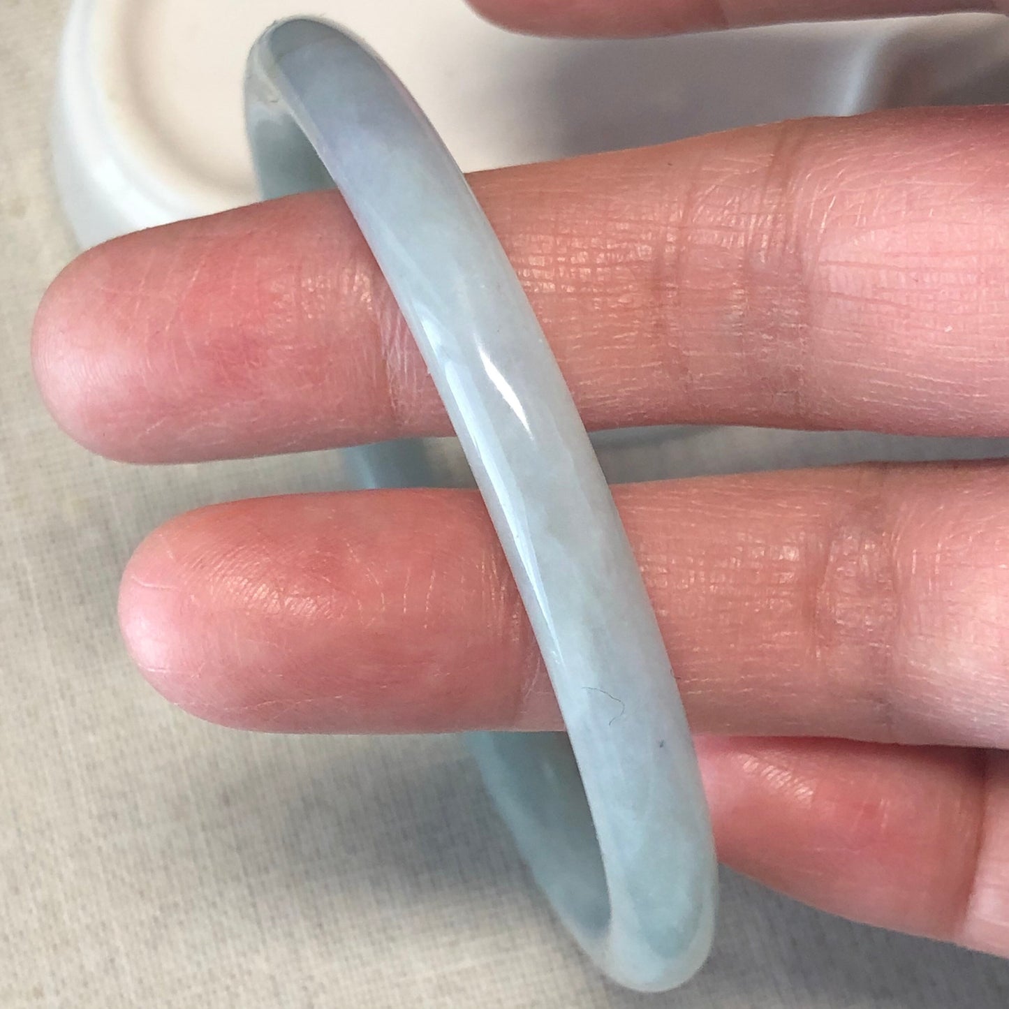 55.6mm Grade A Icy Tint Blue Jadeite Jade Bangle