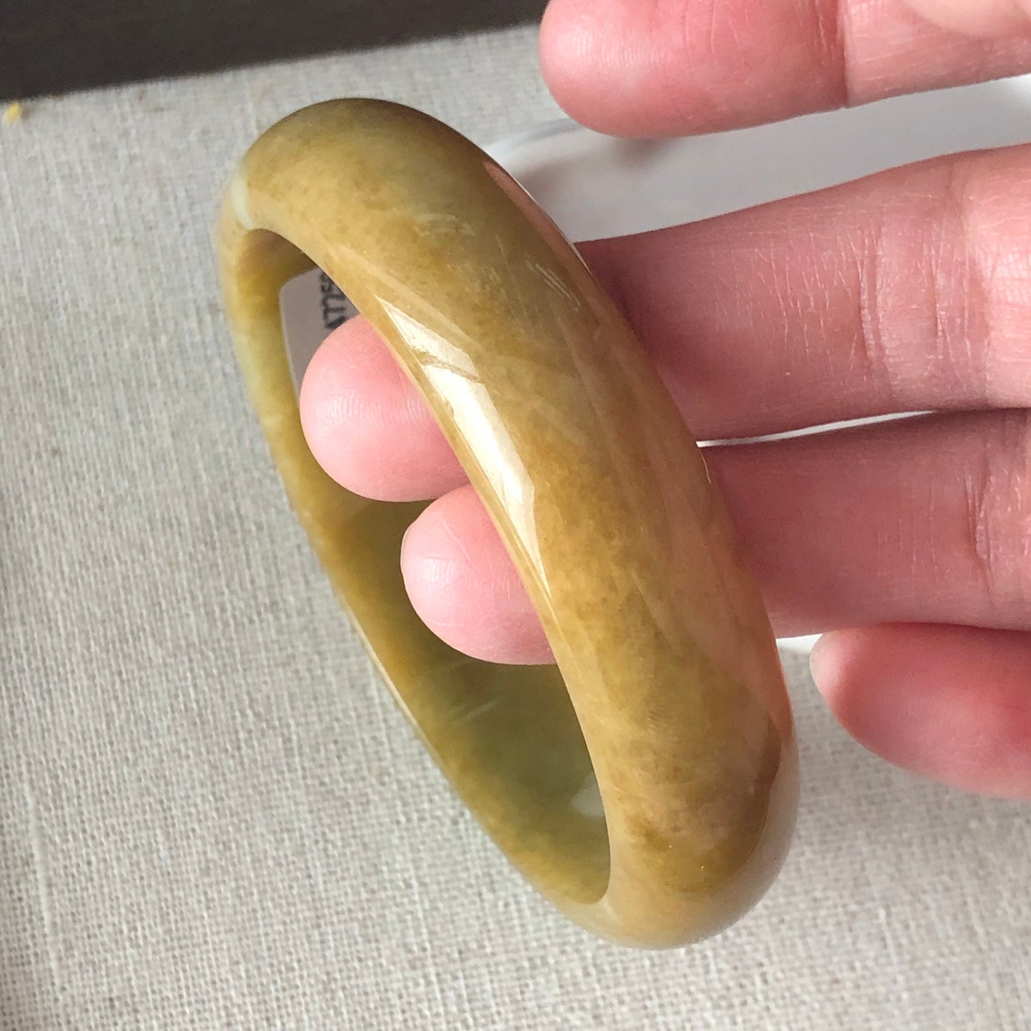 58mm Grade A Earthy Yellow Brown Jadeite Jade Bangle