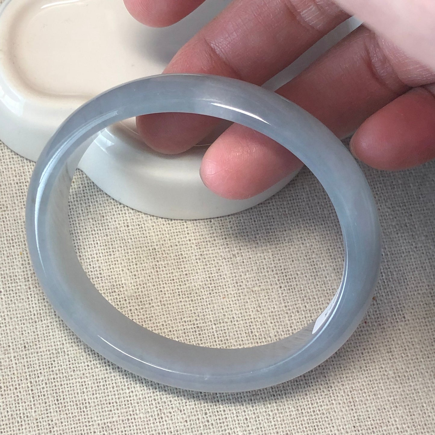 54mm Grade A Icy Sky Blue Jadeite Jade Princess Bangle