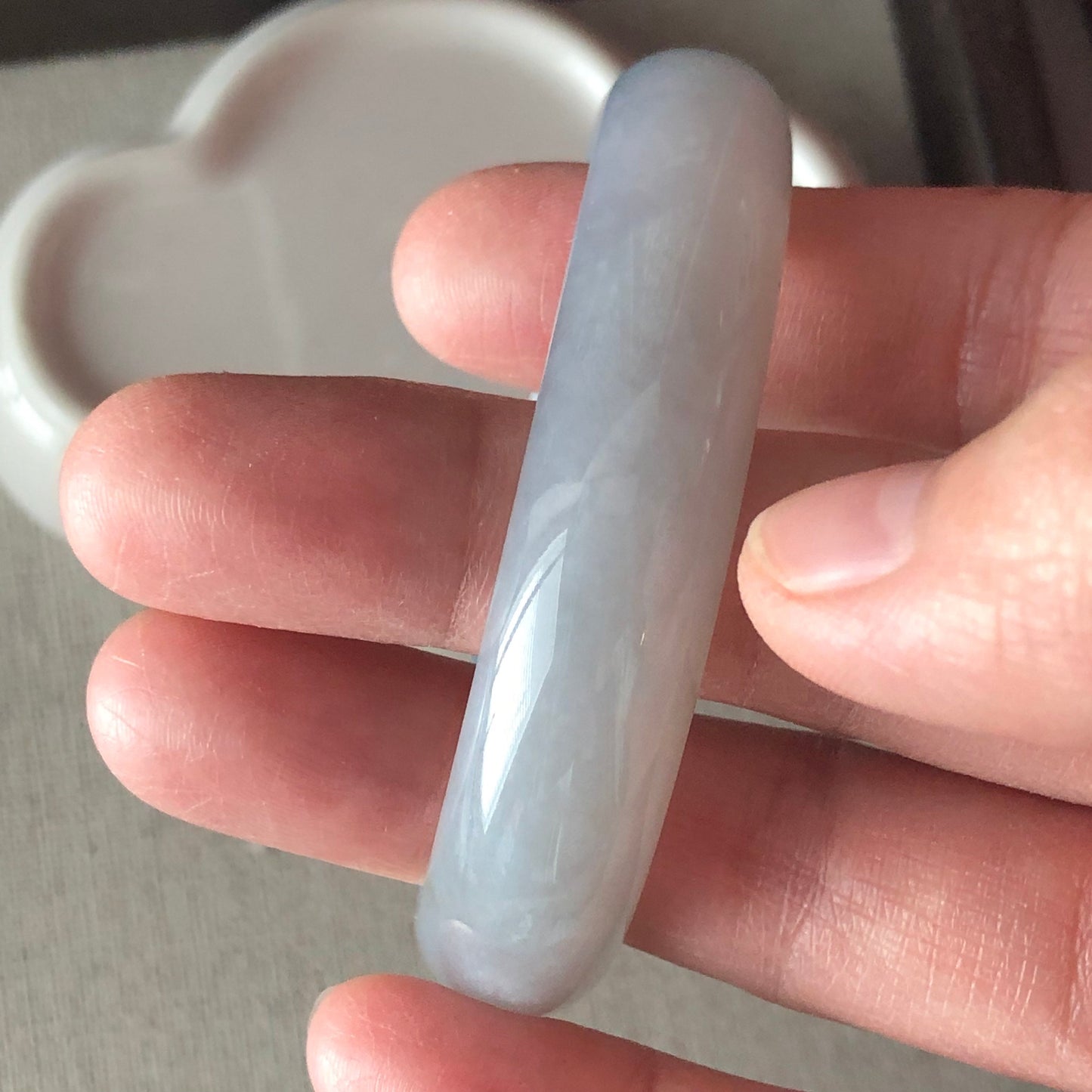 54mm Grade A Icy Sky Blue Jadeite Jade Princess Bangle