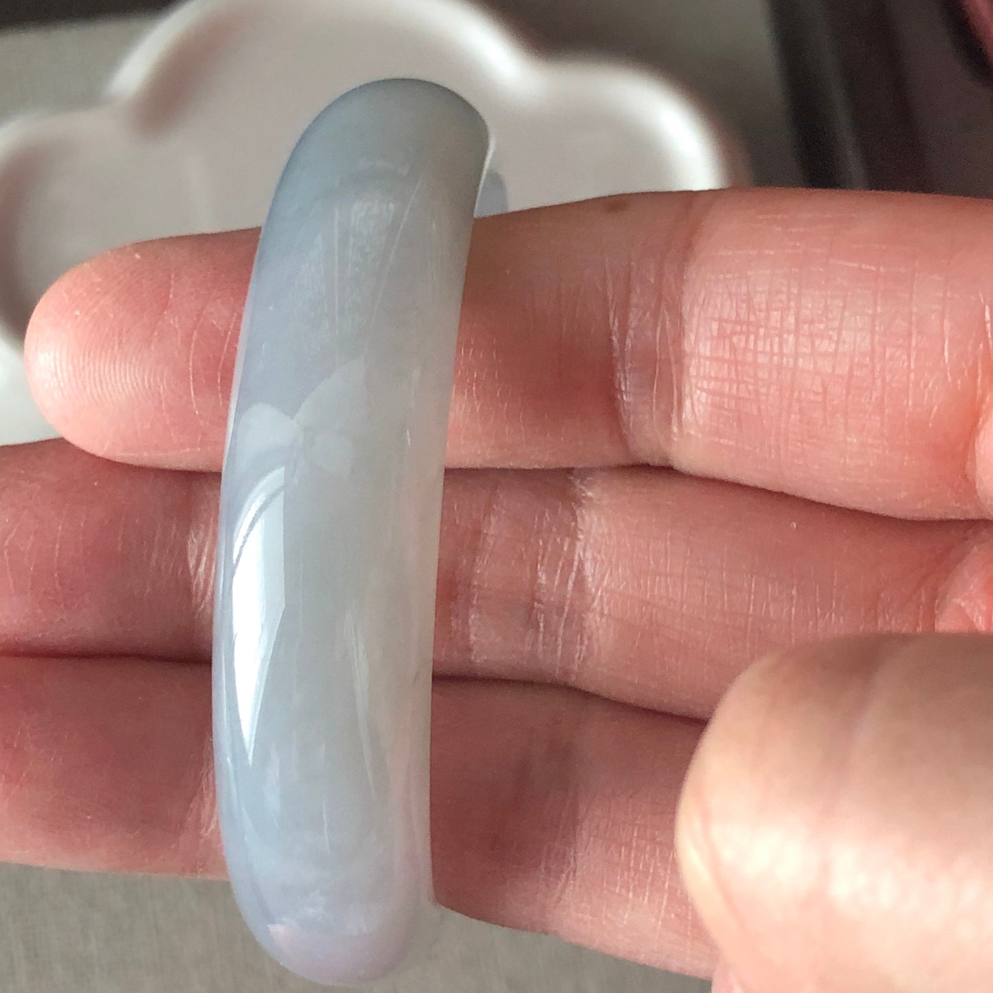 54mm Grade A Icy Sky Blue Jadeite Jade Princess Bangle