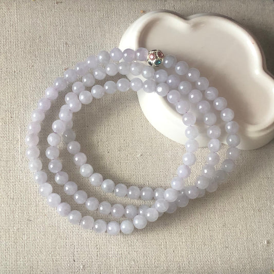 6.6mm Jade Jadeite Icy Tint Lavender Bead Necklace Bracelet 108pcs.