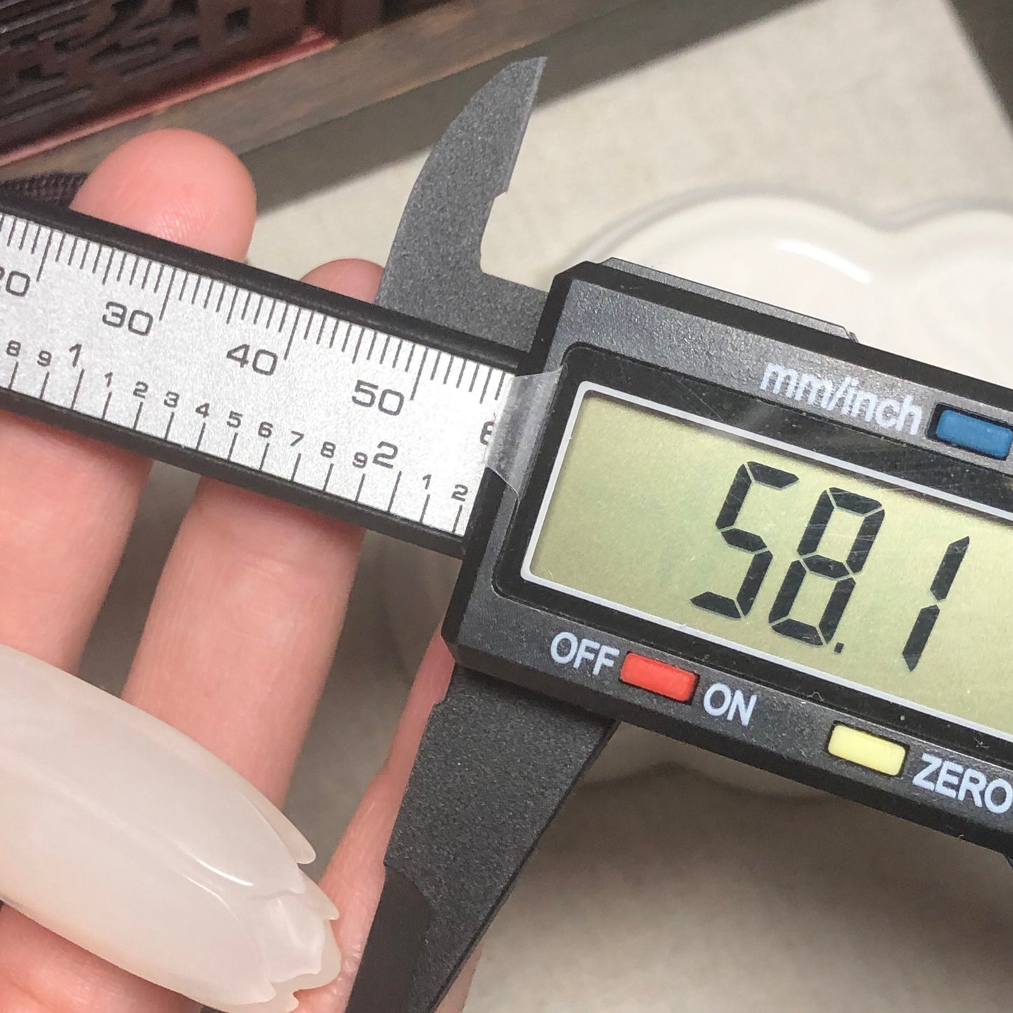 58.1mm Grade A Hetian Jade Icy Glutinous Float Carved Lily Bulb Pendant