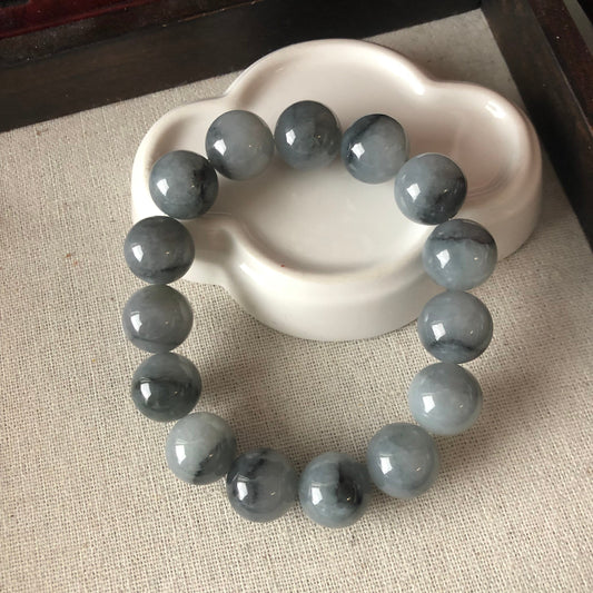 13.6mm RARE Wuji Gradient Jadeite Jade Bead Bracelet 13.6 mm x 15 beads