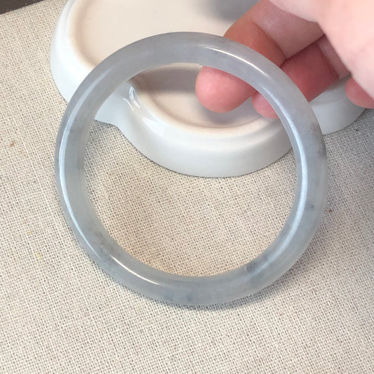 54mm Grade A Icy Wuji Grey Jadeite Jade Round Bangle