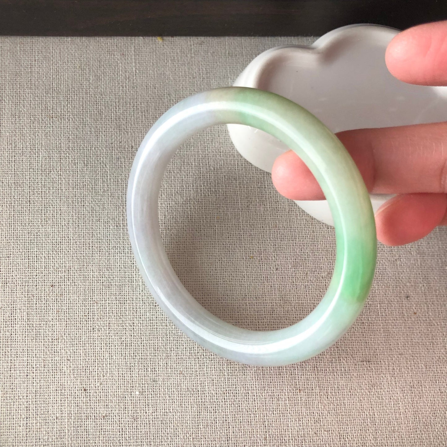 P2 56-57mm Grade A Icy Green Yellow Lavender Glutinous Round Shaped Jadeite Jade Bangle RARE Payment 1