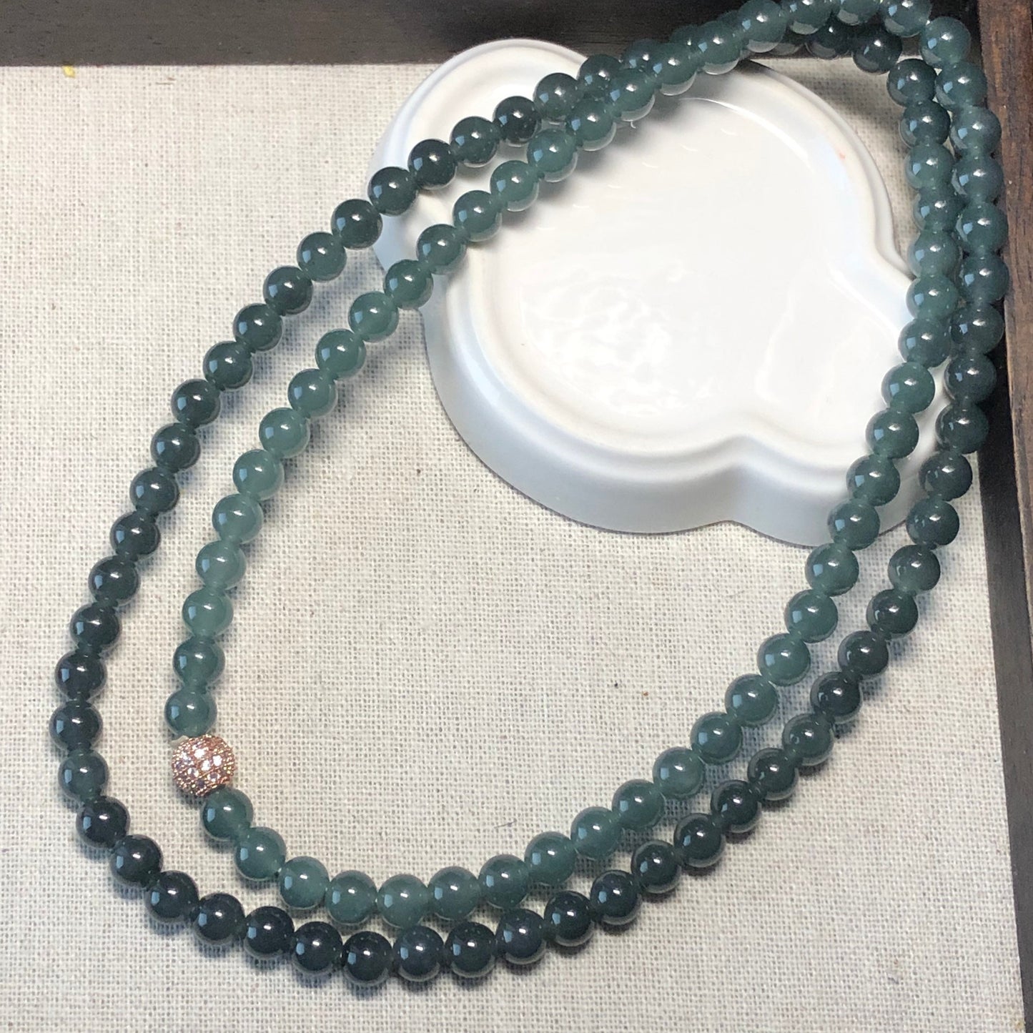 7mm RARE green Wuji gradient Jadeite Jade Bead Bracelet Necklace 118 beads