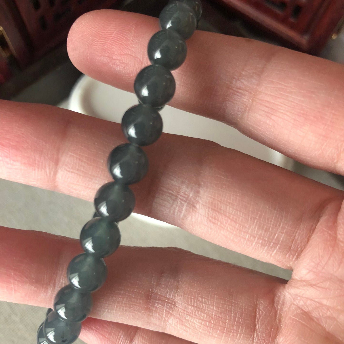 7mm Icy Wuji Green Jade Jadeite RARE Bead Bracelet 26 PCs.