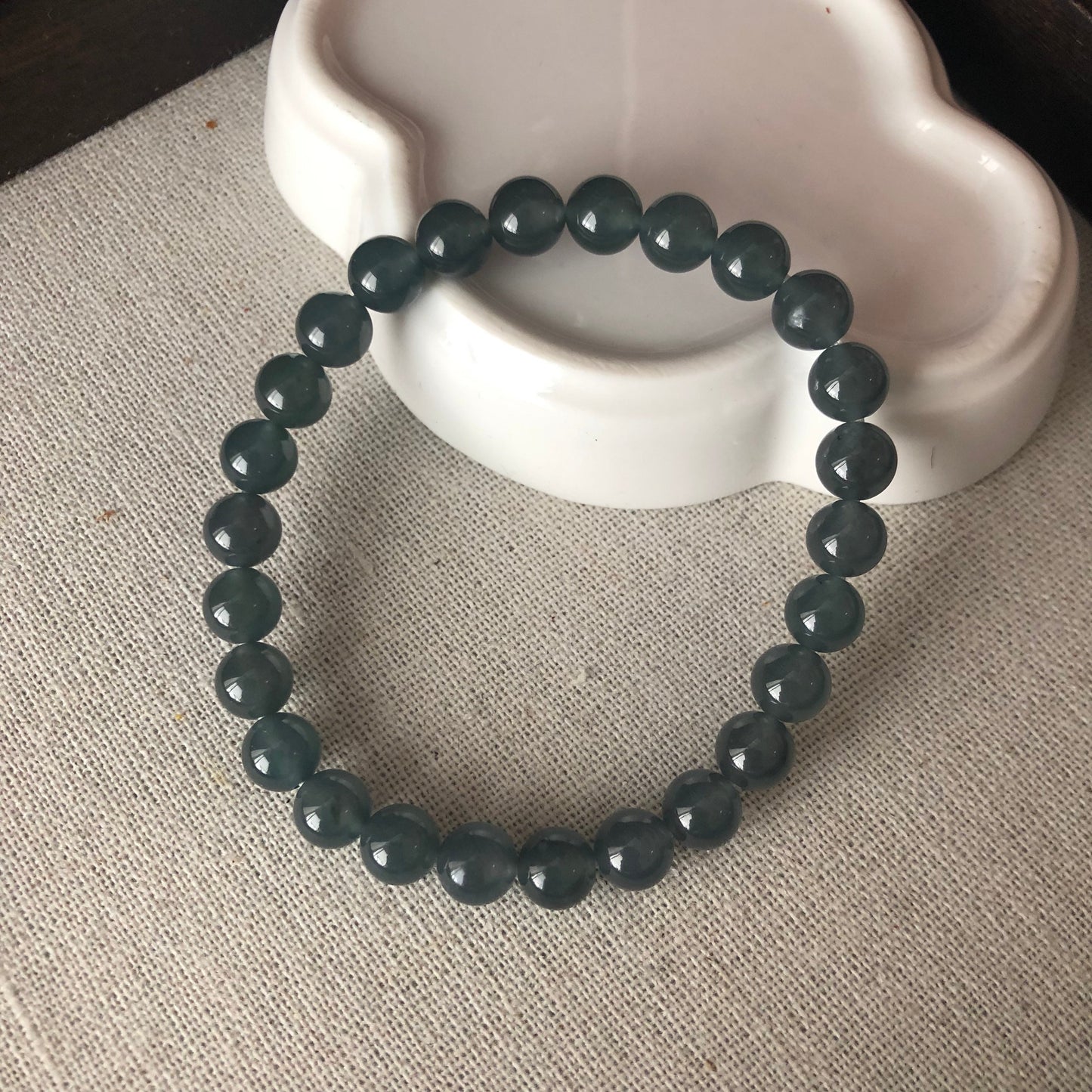 7mm Icy Wuji Green Jade Jadeite RARE Bead Bracelet 26 PCs.