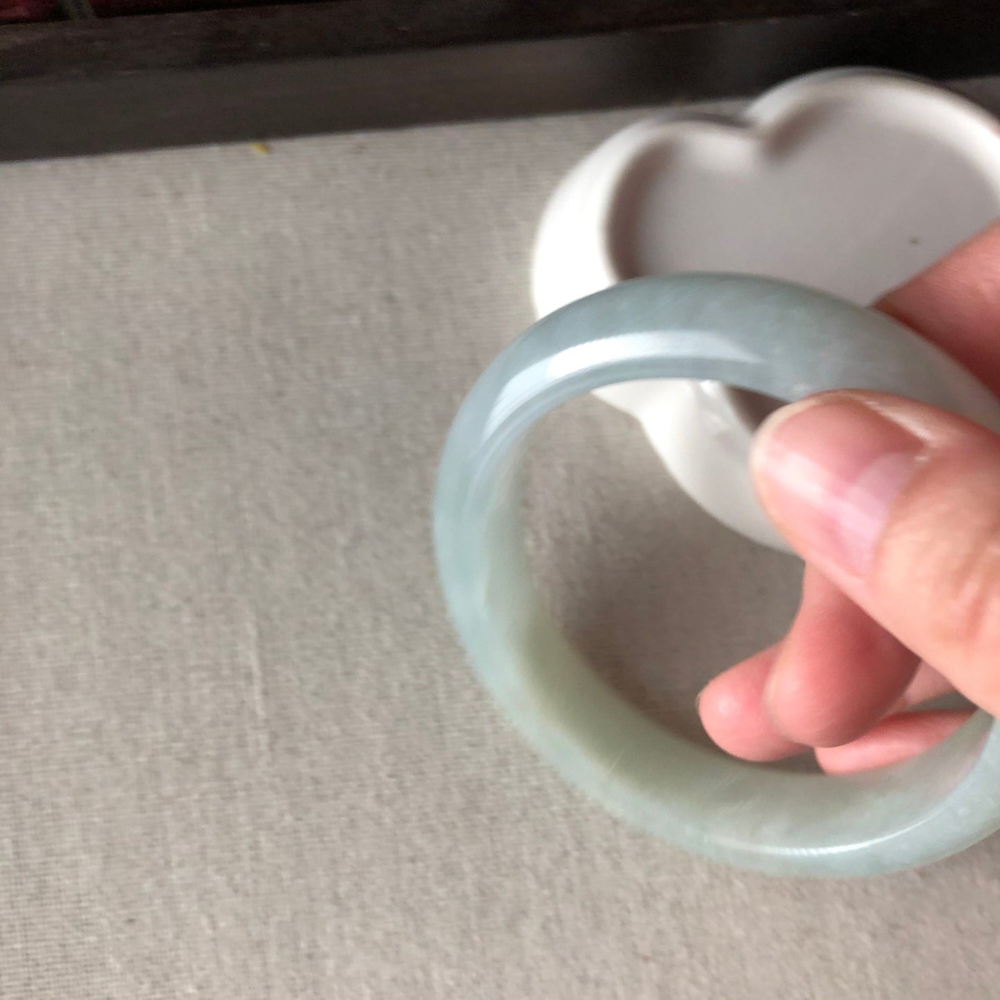 57.5 mm Jadeite Jade Icy Tint Yellow Blue Bangle