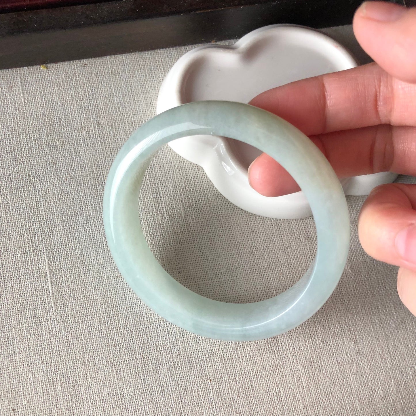 57.5 mm Jadeite Jade Icy Tint Yellow Blue Bangle