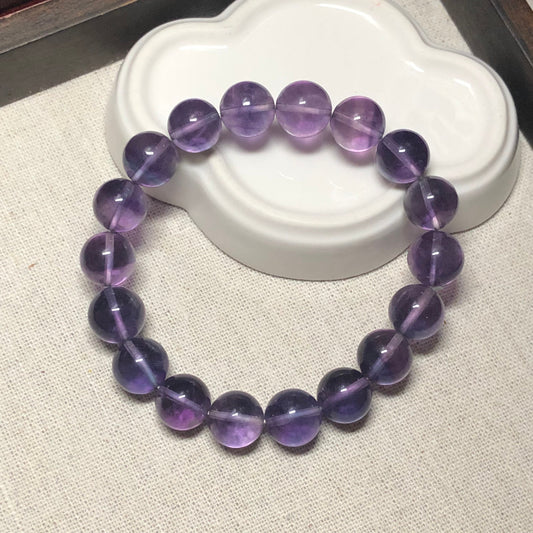 11.6mm Lavender Amethyst Crystal Health Wealth Happiness Round Bead Bracelet 18pcs.