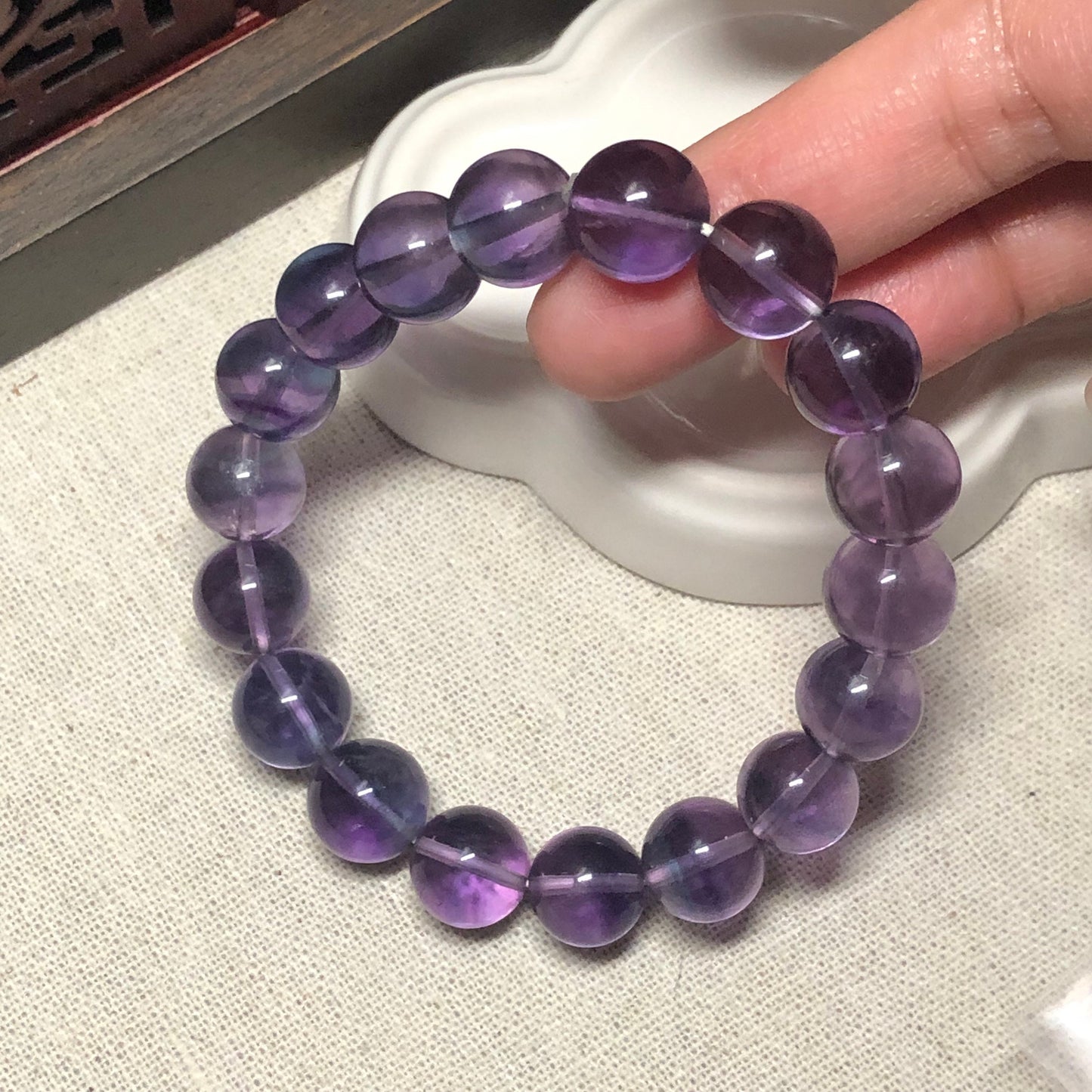11.6mm Lavender Amethyst Crystal Health Wealth Happiness Round Bead Bracelet 18pcs.