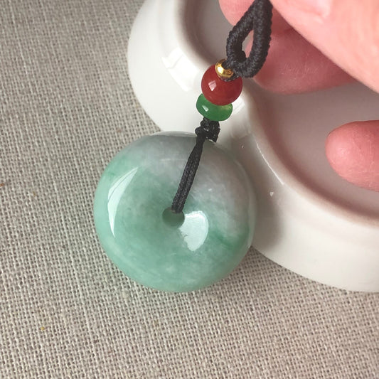 26.5mm Jadeite Jade Green Gradient Peace Donut Pendant