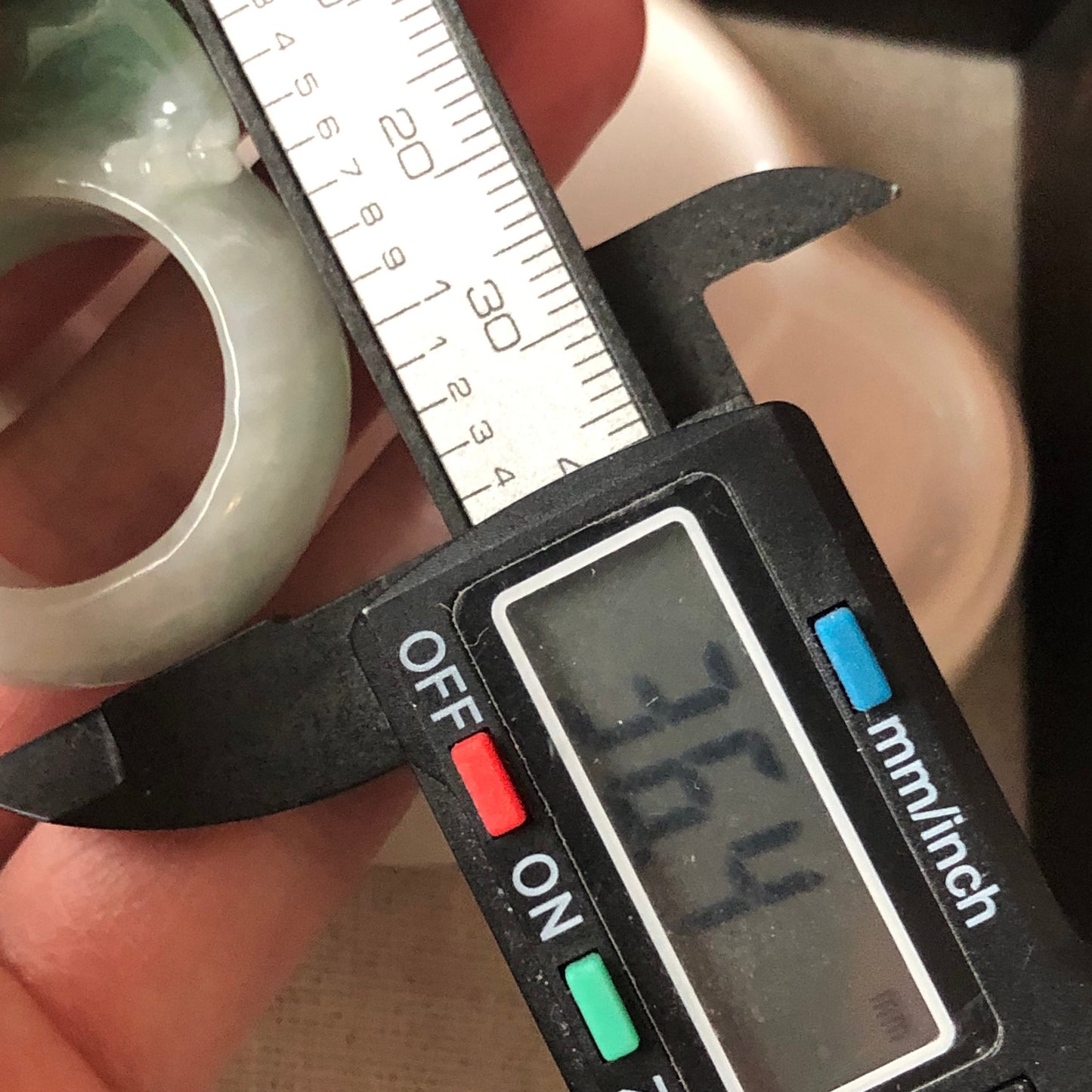 Sale. 36.4mm Grade A Icy Glutinous Jadeite Jade Green Pixiu Ring Band Display Pendant