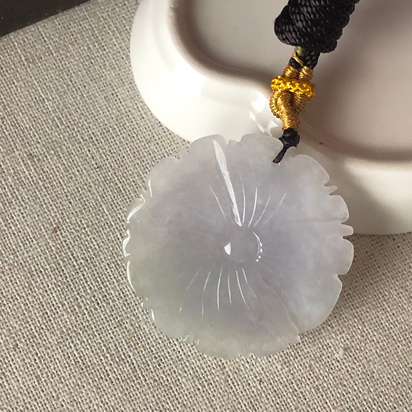 40 mm Grade A  Icy Glutinous Fine Floral Jadeite Jade Pendant