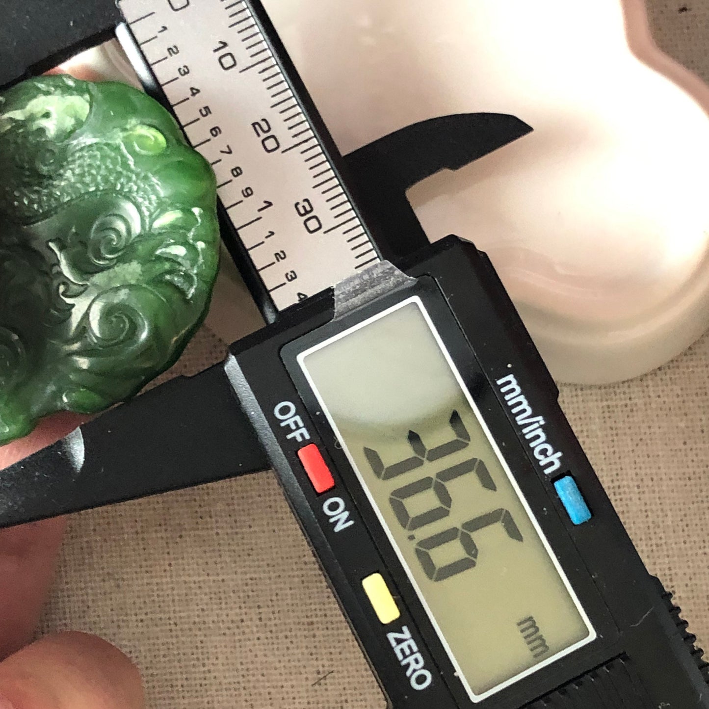 51.9 mm Glutinous Green Hetian Jade Carved Dragon Pendant