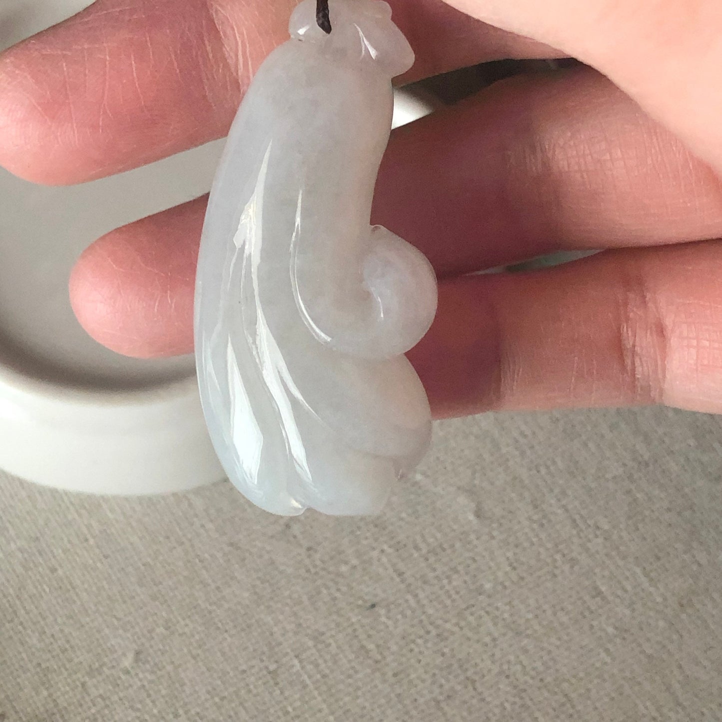 44.4mm Jadeite Jade Glutinous Carved Icy Flower Pendant