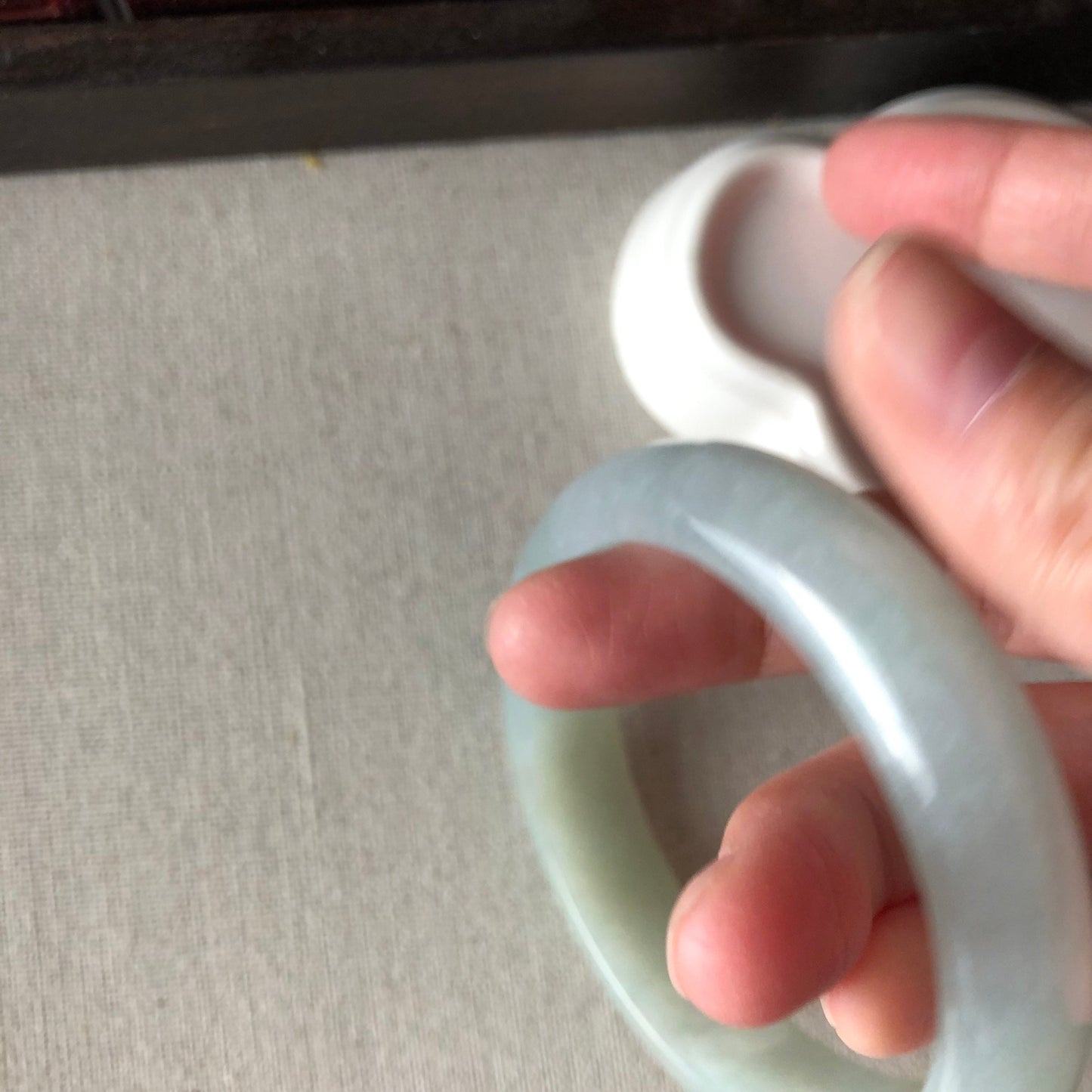 57.5 mm Jadeite Jade Icy Tint Yellow Blue Bangle