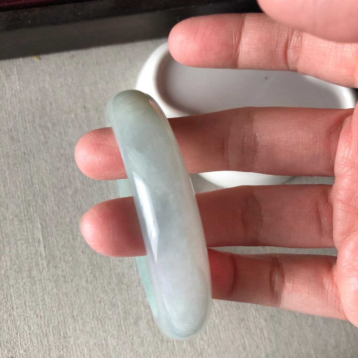 57.5 mm Jadeite Jade Icy Tint Yellow Blue Bangle