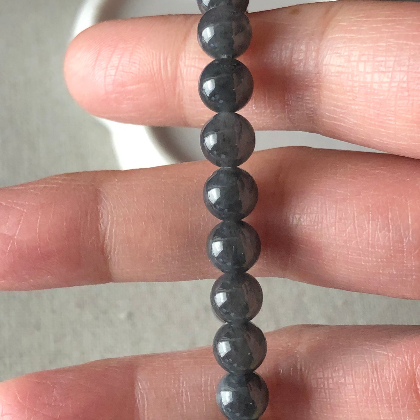 7 mm Wuji Grey Jadeite Jade Bead Bracelet 27pcs.