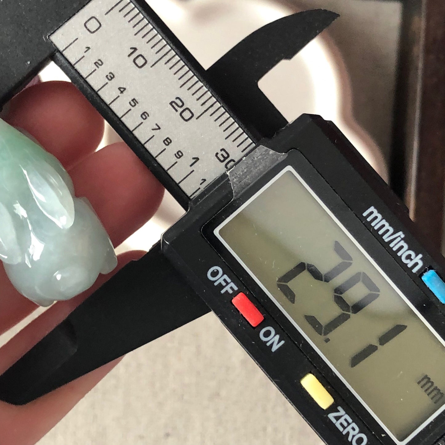 29.1mm Green Jadeite Jade Carved Bunny Rabbit Pendant