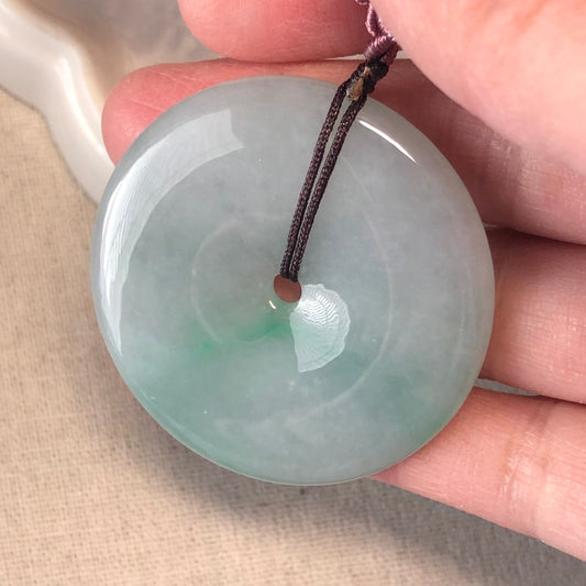 44mm Green Jadeite Jade Peace Donut Pendant