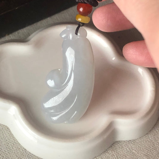 44.4mm Jadeite Jade Glutinous Carved Icy Flower Pendant