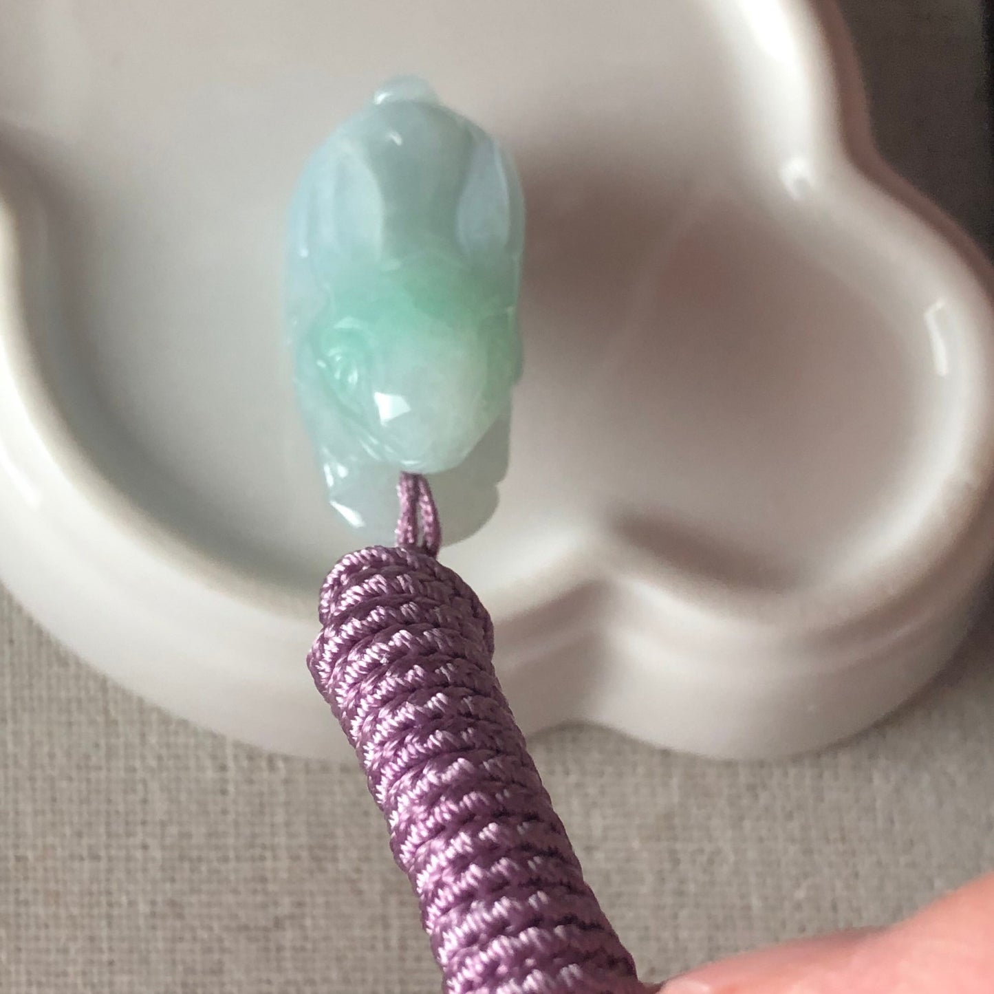 29.1mm Green Jadeite Jade Carved Bunny Rabbit Pendant