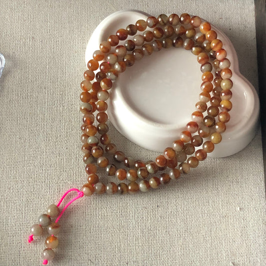 5.4 mm Icy Yellow Brown Gradient Jadeite Jade Bead Bracelet Necklace 5.4 mm x 12in.