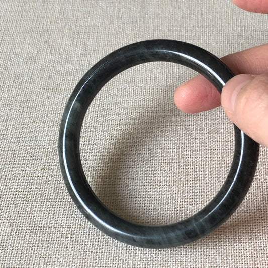 56-58 mm Jadeite Jade Icy Black Wuji Bangle