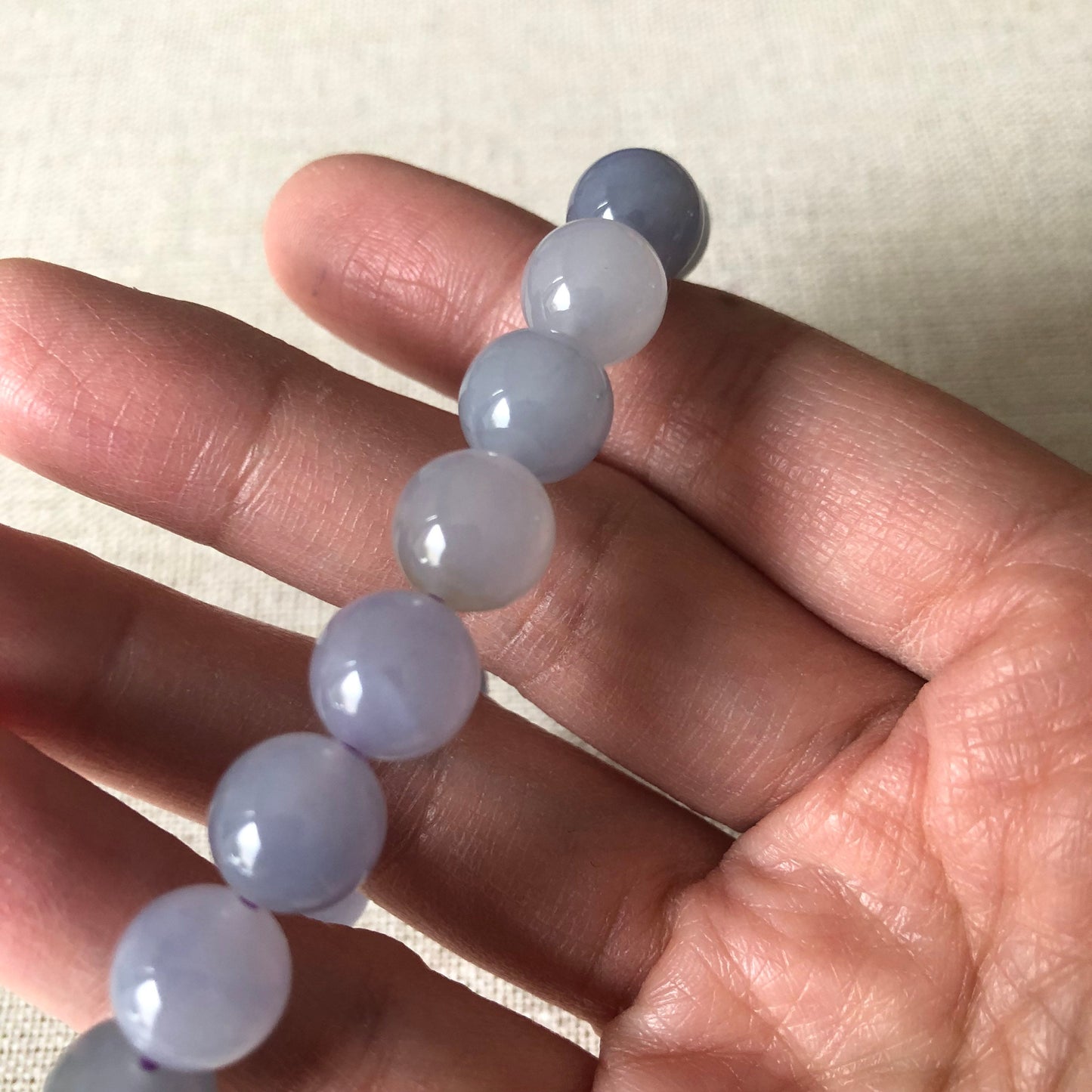 10mm RARE Light Lavender Green Float Jadeite Jade Bead Bracelet