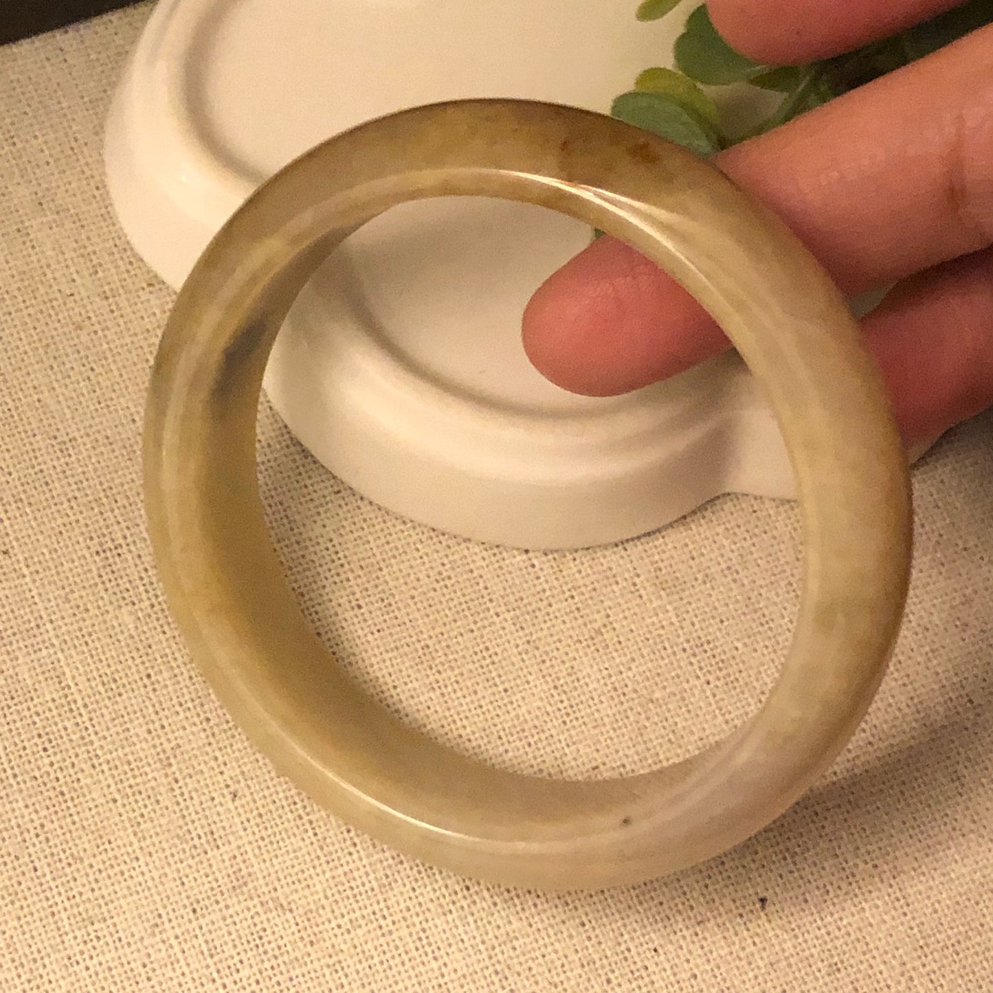 56mm Earthy Yellow Brown Jadeite Jade Bangle