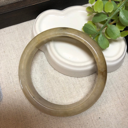 56mm Earthy Yellow Brown Jadeite Jade Bangle