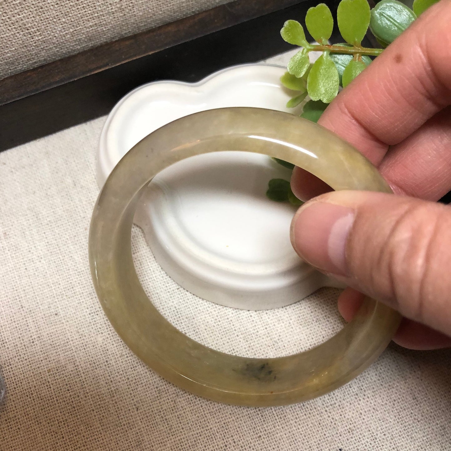 56mm Earthy Yellow Brown Jadeite Jade Bangle
