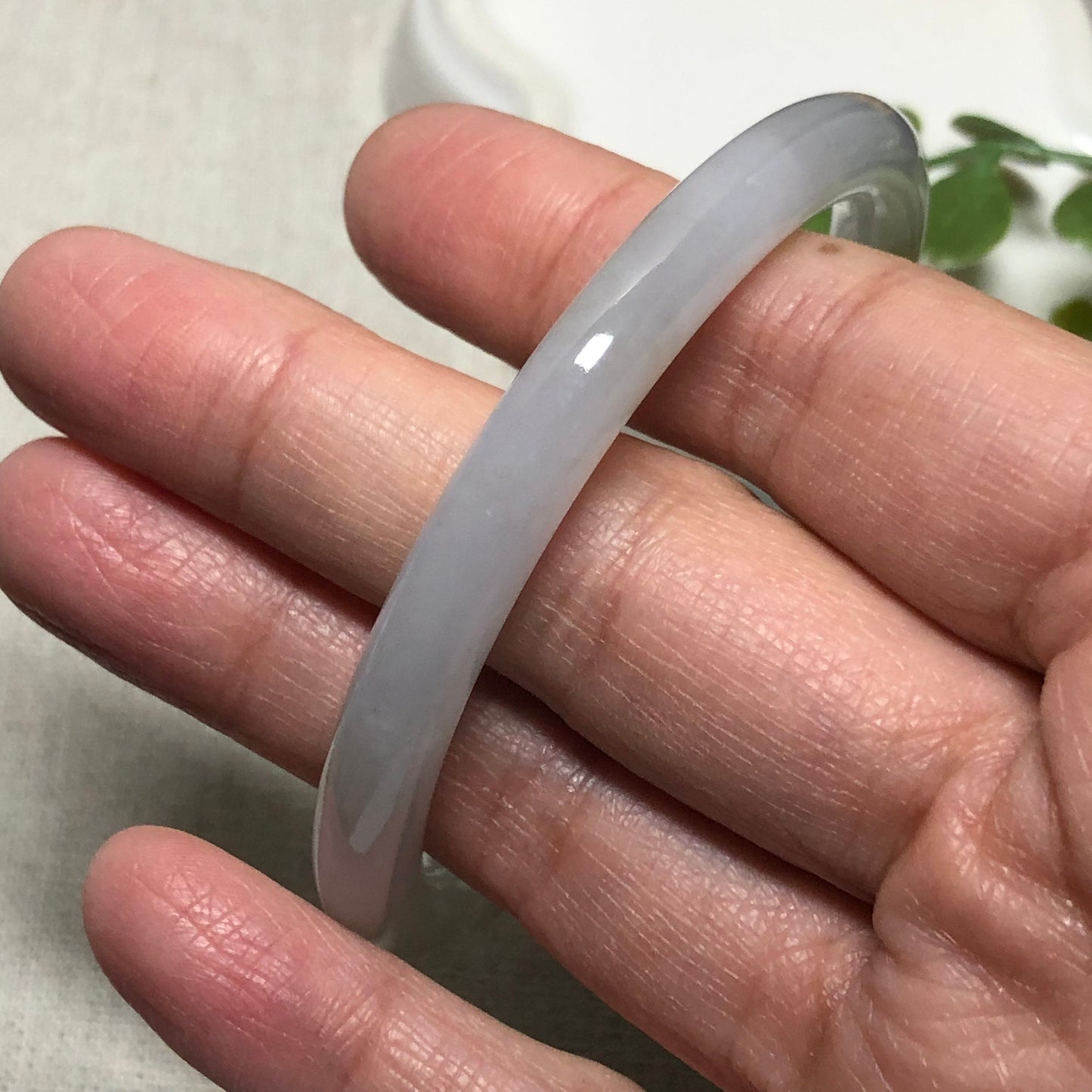 55mm Icy White Jadeite Jade Bangle