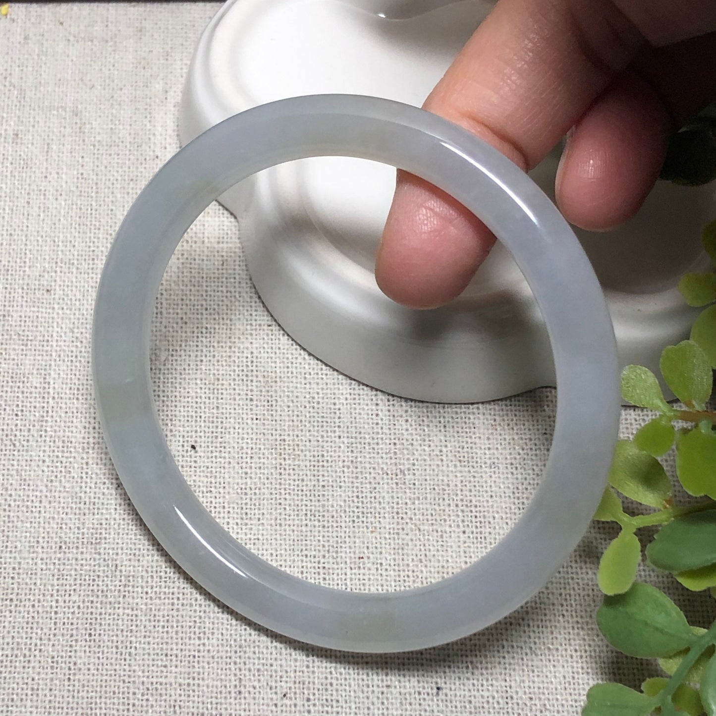 55mm Icy White Jadeite Jade Bangle