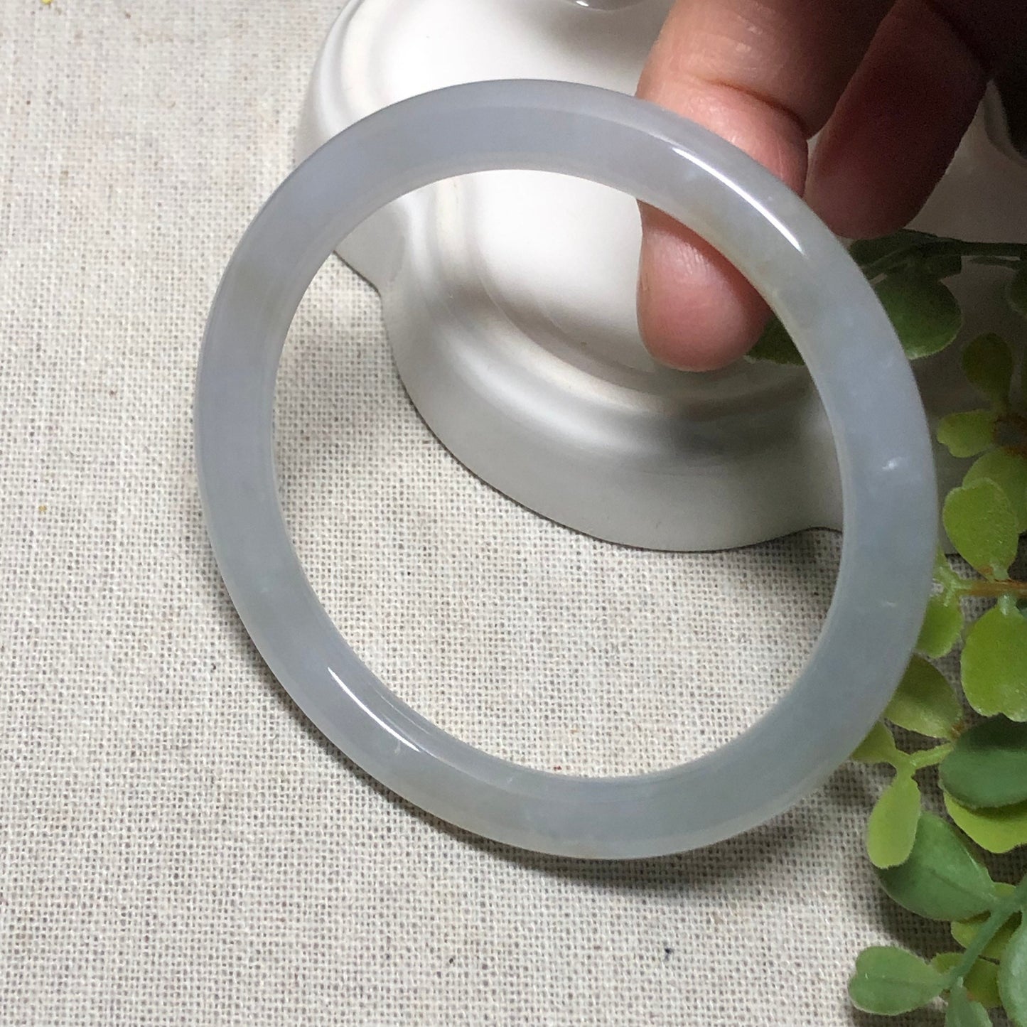 55mm Icy White Jadeite Jade Bangle