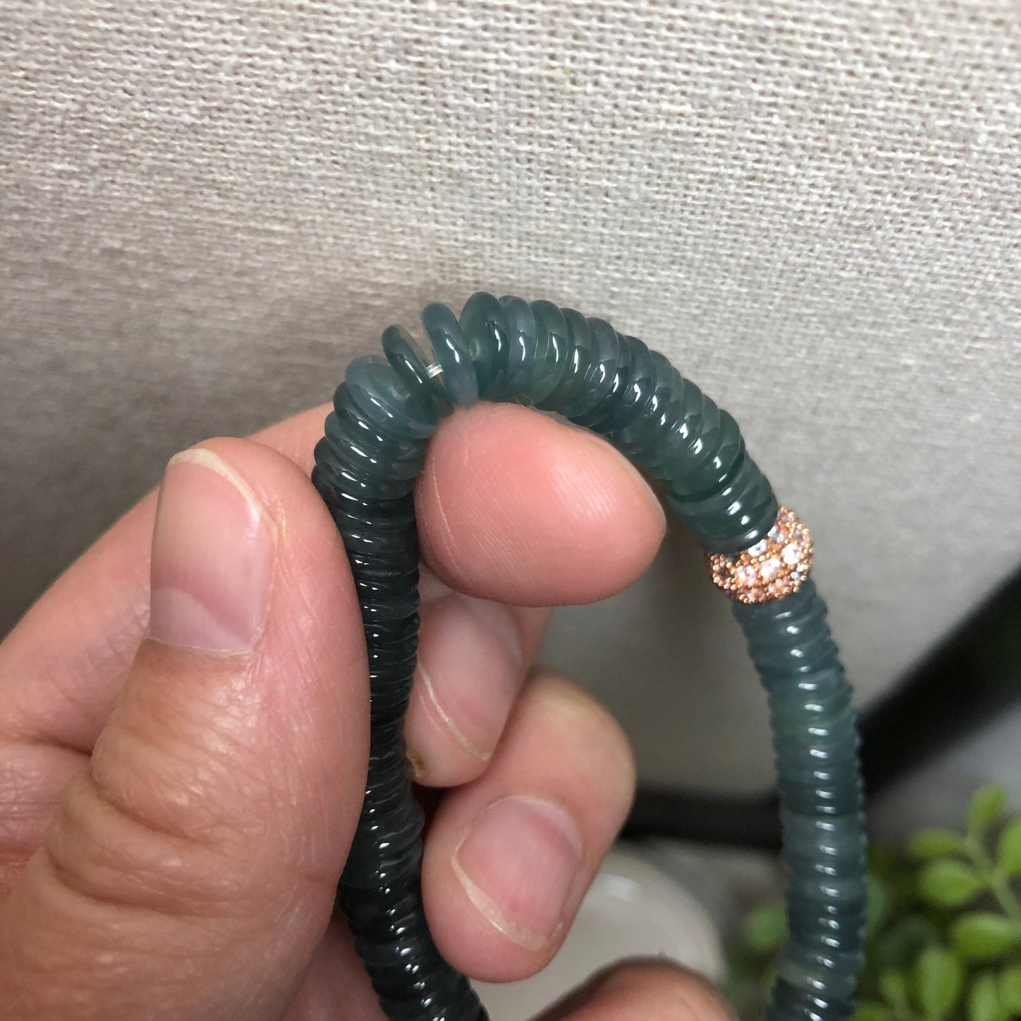 6mm Icy Blue Green Mini Peace Donut Jadeite Jade Bead Bracelet