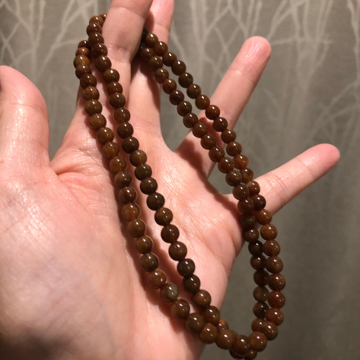 6mm Icy Yellow Brown Jadeite Jade Bead Bracelet Necklace