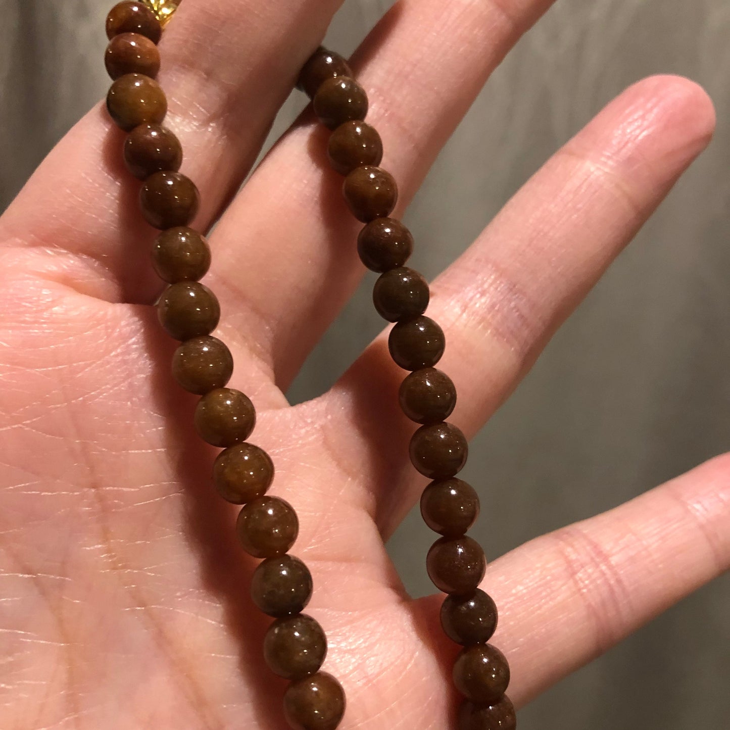 6mm Icy Yellow Brown Jadeite Jade Bead Bracelet Necklace