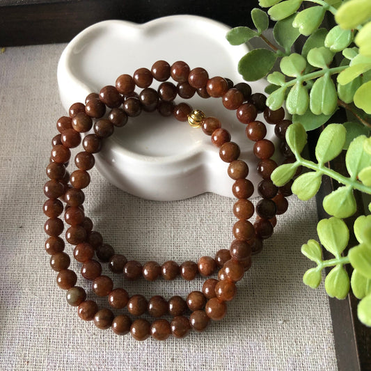 6mm Icy Yellow Brown Jadeite Jade Bead Bracelet Necklace