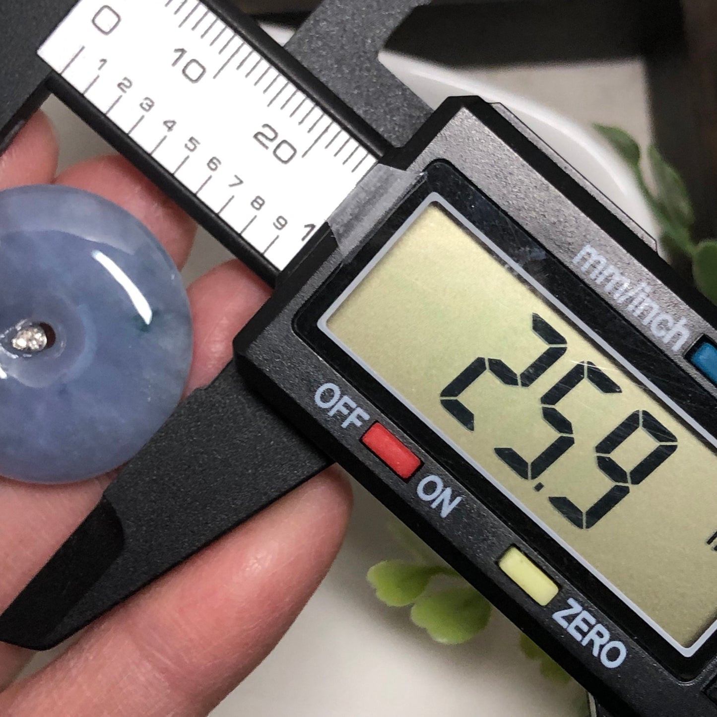 18K White Gold Lavender Green Float Flowers Jadeite Jade Peace Donut Pendant