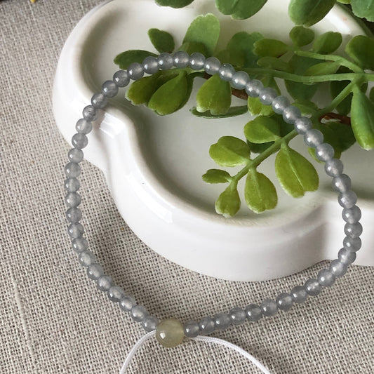 3.5 mm Mini Icy Wuji Jadeite Jade Bead Bracelet