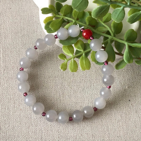 8 mm Icy Smoky Lavender Hetian Jade Bead Bracelet